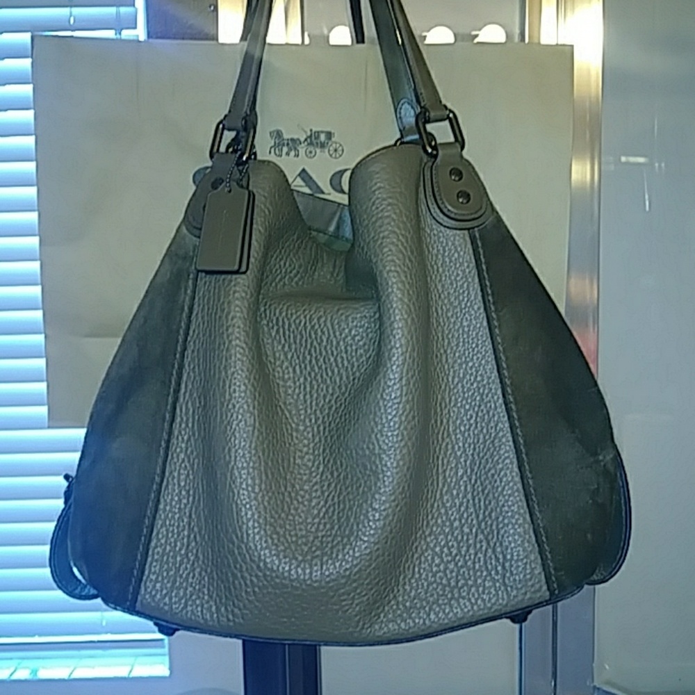 COACH LARGE SUEDE & LEATHER EDIE